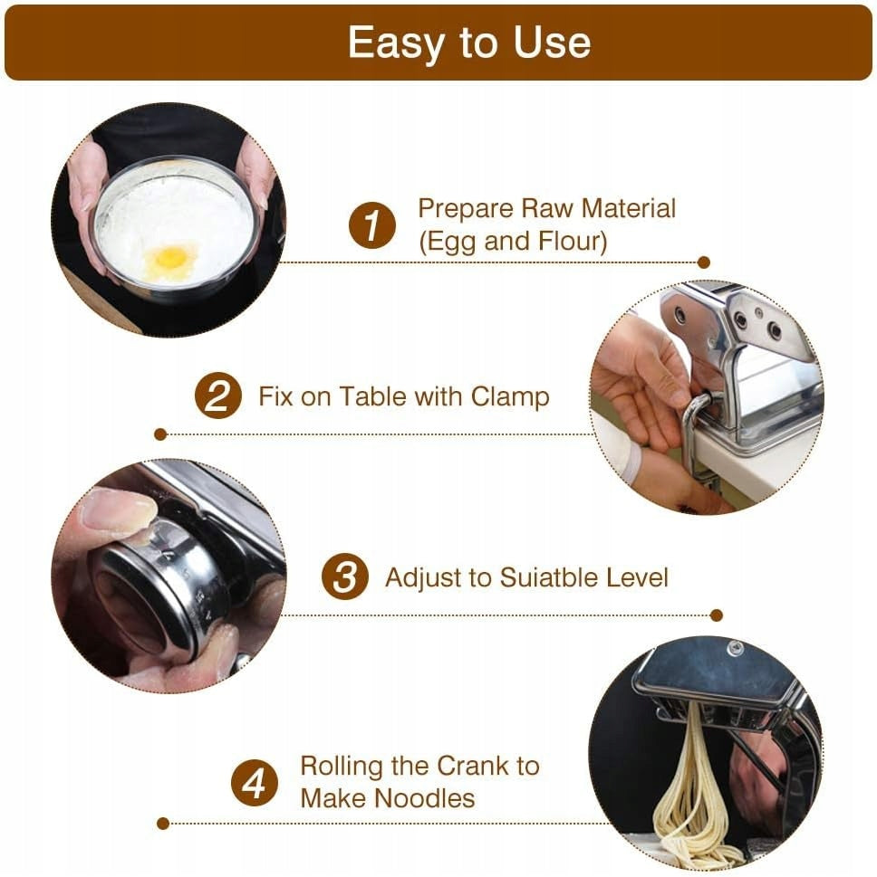 Lasagne Spaghetti Fettuccine Stainless Steel Handheld Pasta Machine Brand 15988