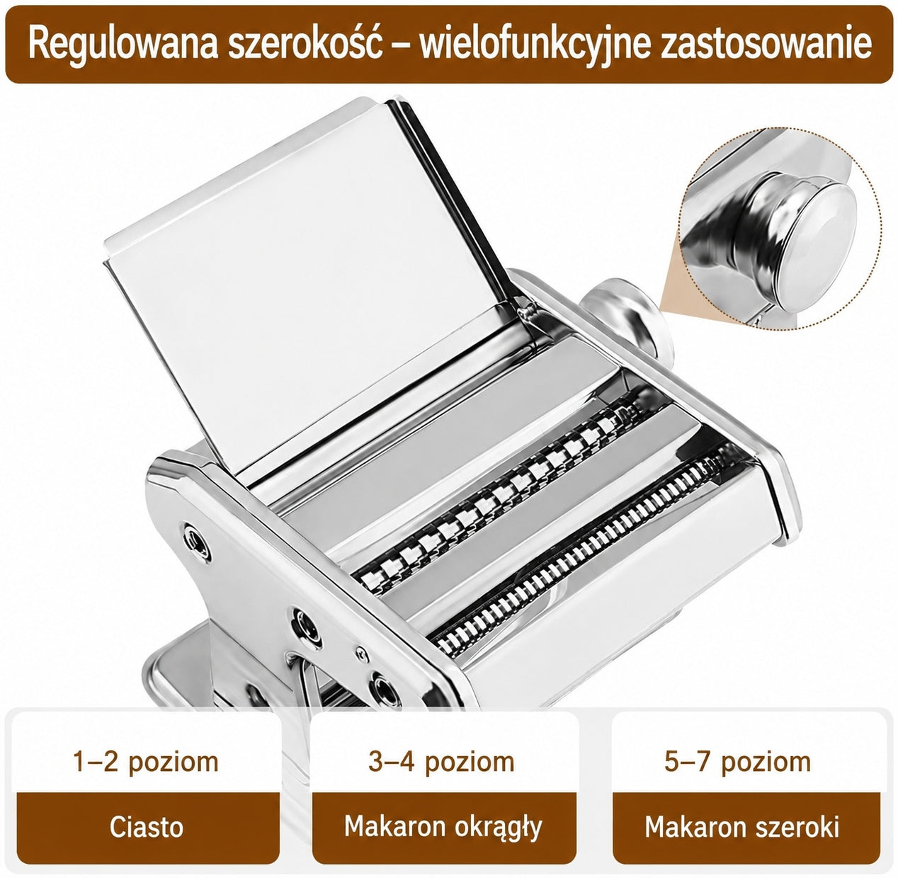 Lasagne Spaghetti Fettuccine Stainless Steel Handheld Pasta Machine Manufacturer code MASZYNKA DO MAKARONU CIASTA PIEROGÓW 3w1