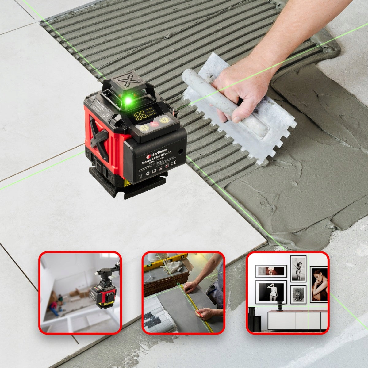 Laser Level 16 Lines 4D Cross Laser 360 Green Tripod Set Measurement accuracy (+/-) 2 mm