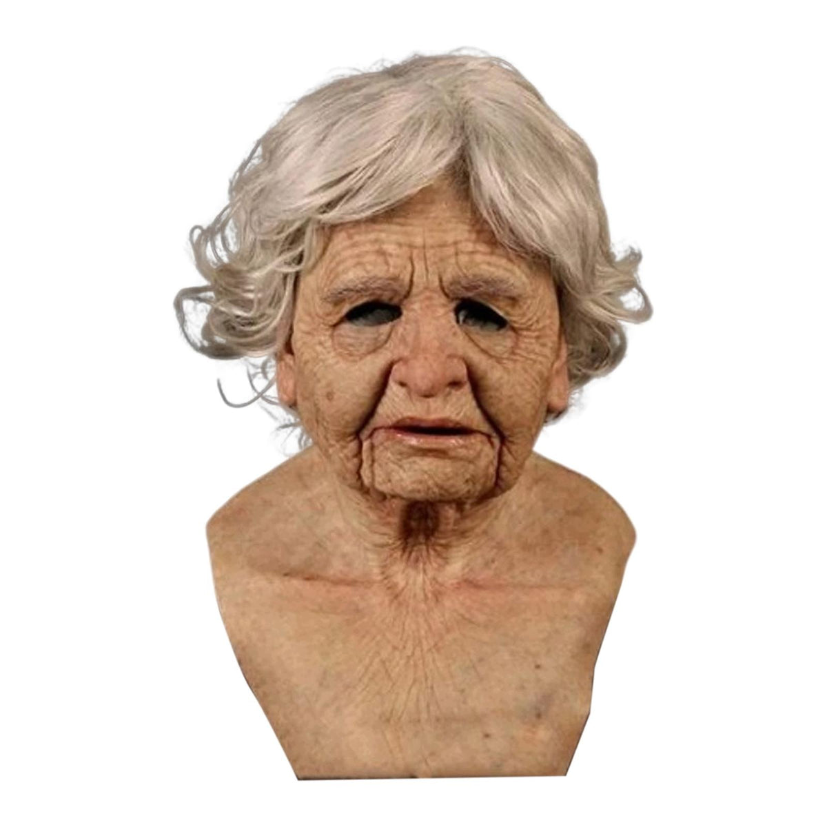 Latex Old Man Mask Costum Props Grandfather Head Cover White Hair Female