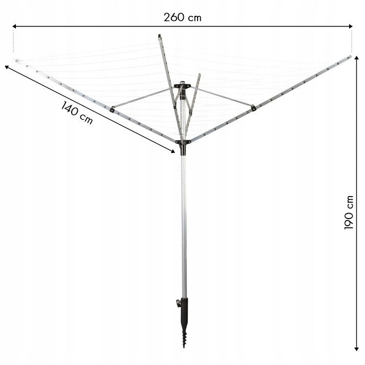Laundry Garden Dryer 60 M Drying Surface Drill Bits For Assembly Total height 190 cm