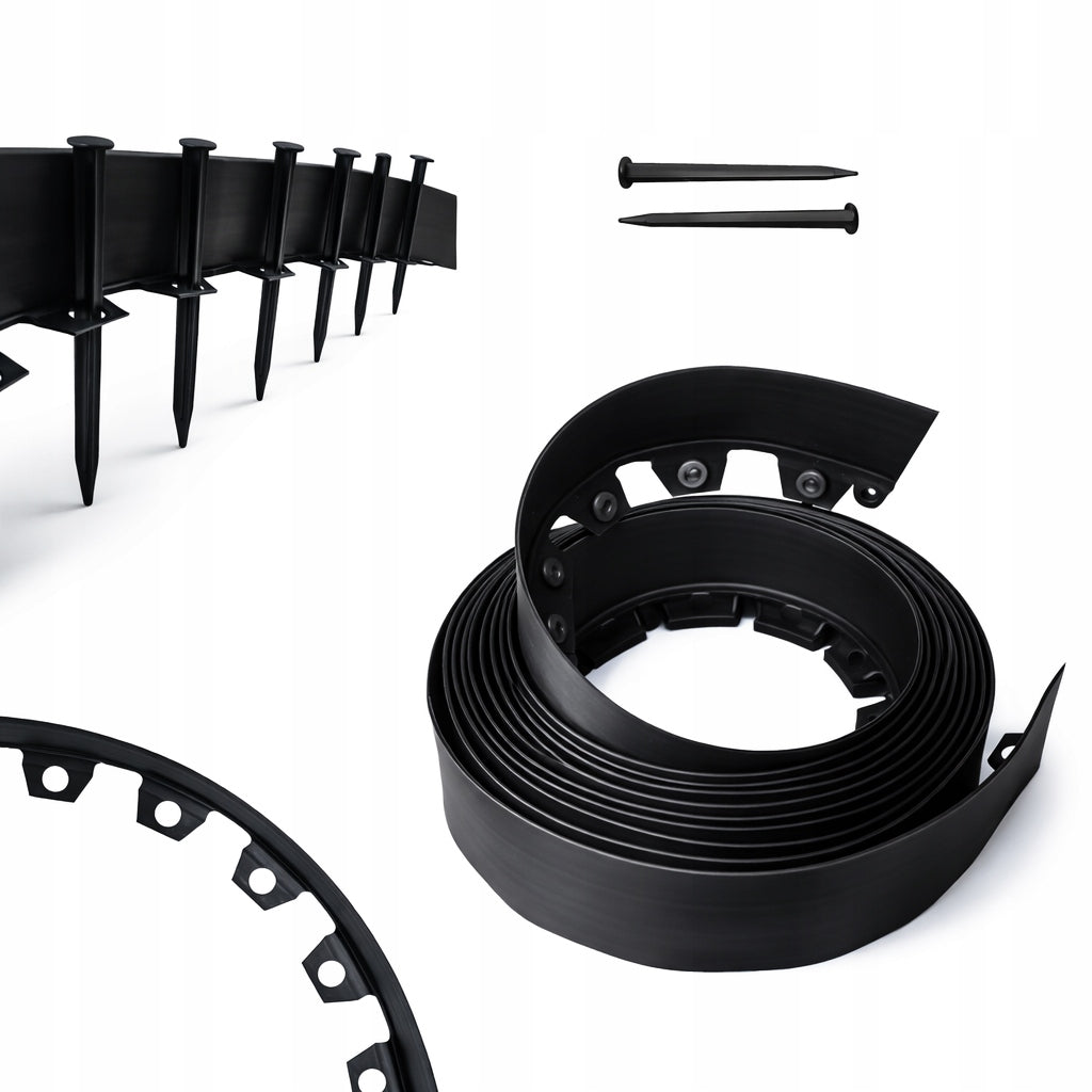 Lawn GARDEN EDGING 10m Black 8cm Plastic Strong High