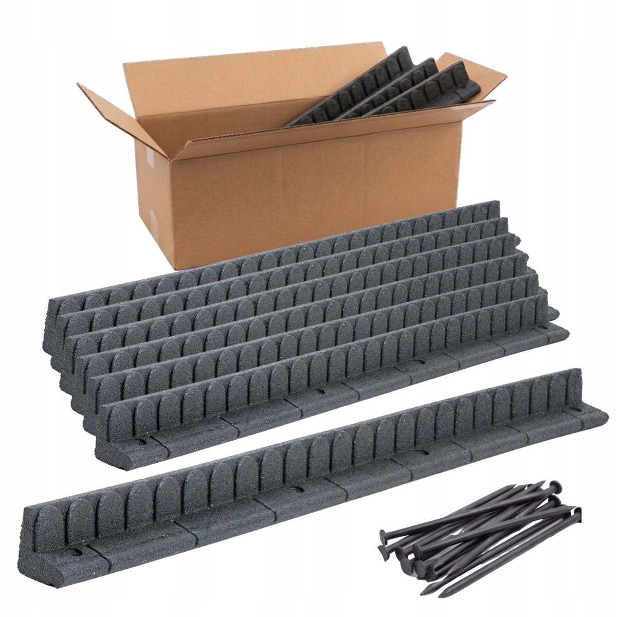 Lawn Garden Edging Pack of 19,2m Palisade Easy Mowing Solid