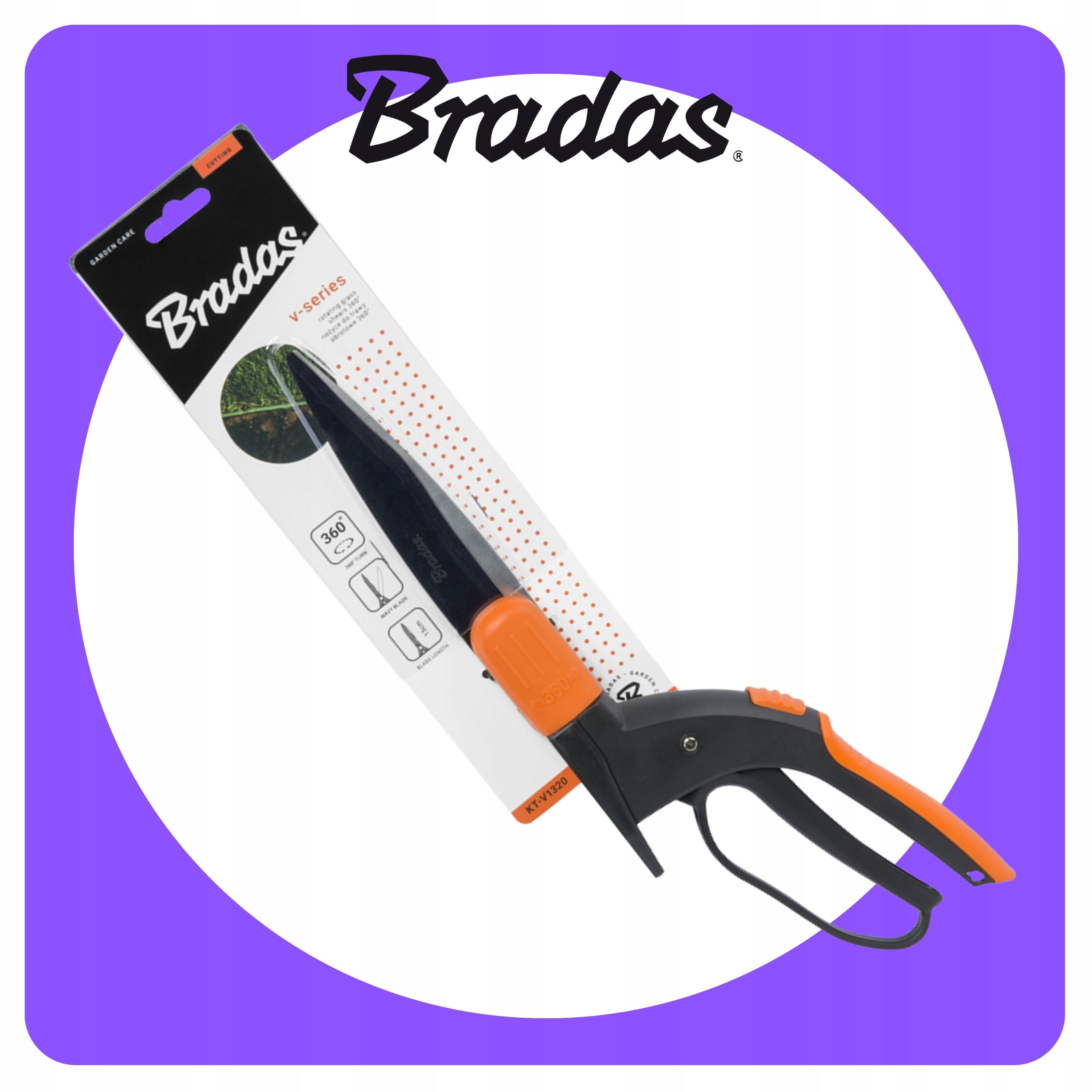 Lawn Grass Trimming Shears 360' Bradas KT-V1320 Manufacturer code Mocne ręczne nożyce do trawy Trawnika 360