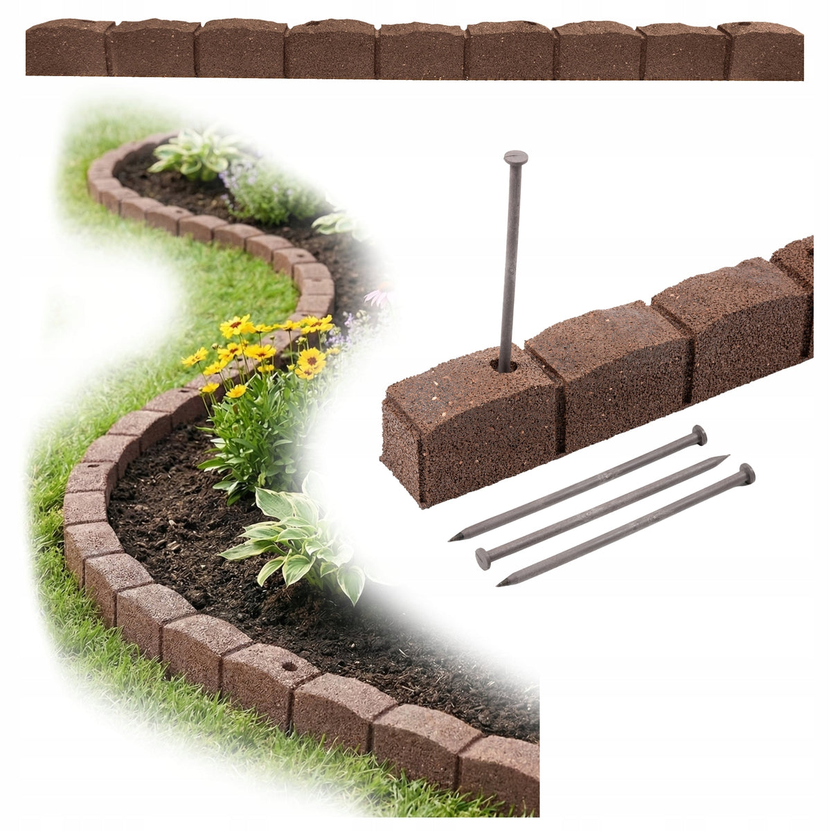 Lawn edging 120cm Full Massive Heavy Curb Garden Palisade