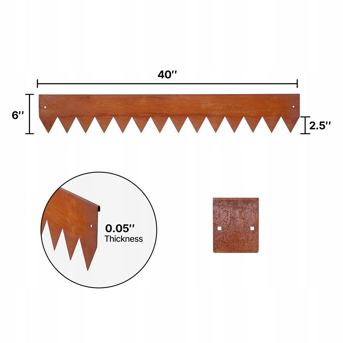 Lawn edging 6Pcs 101,6x15,2CM Ready to use With Corten Steel Manufacturer code NHGJSPZ40X6IGY9ME