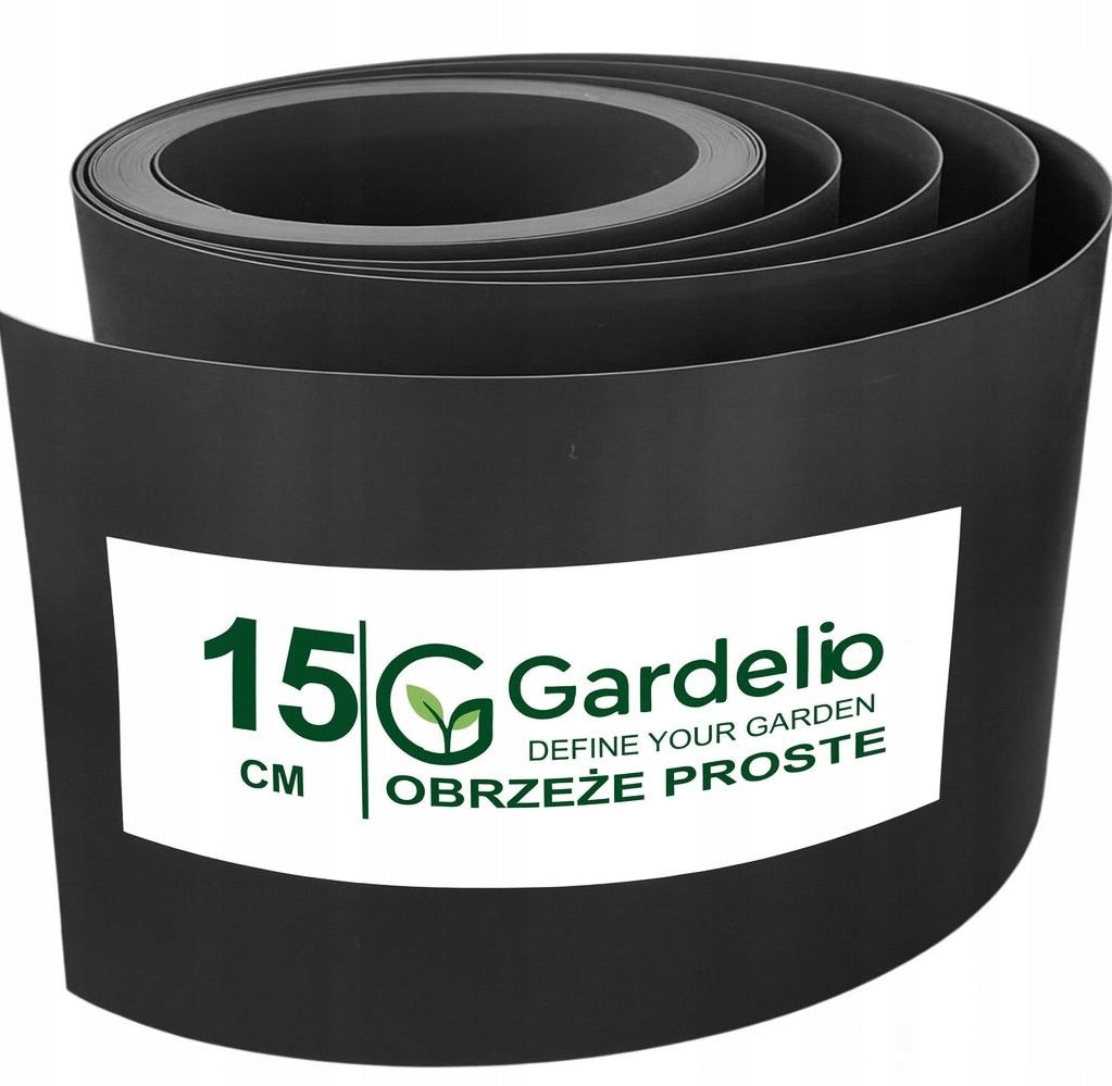 Lawn edging Gardelio black PVC flexible height 15cm x 10 meters