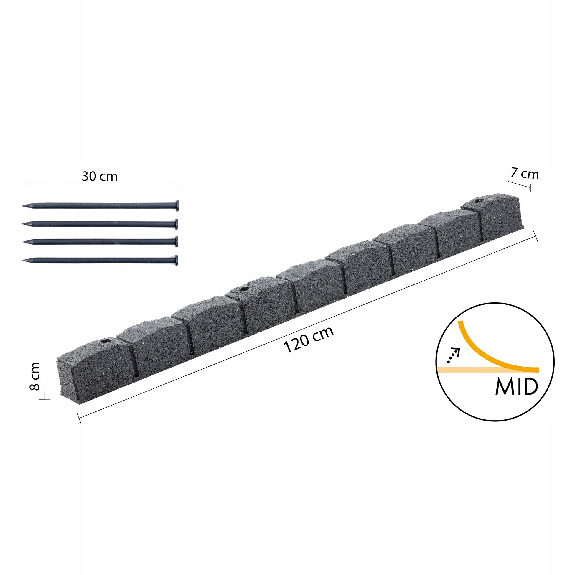Lawn edging Garden Palisade Full Curb Border Massive 120cm Manufacturer Multy Home