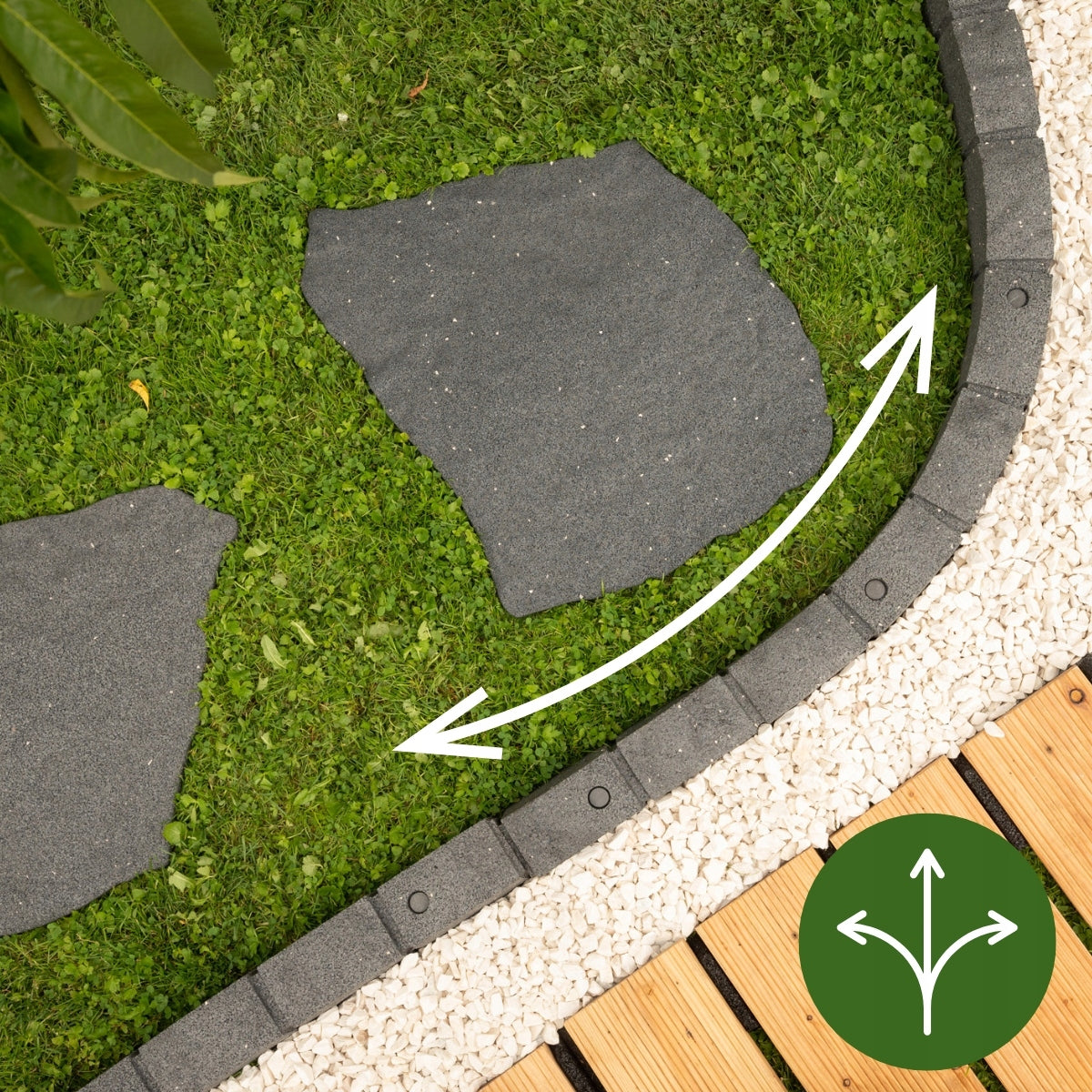Lawn edging Garden Palisade Full Curb Border Massive 120cm Material rubber