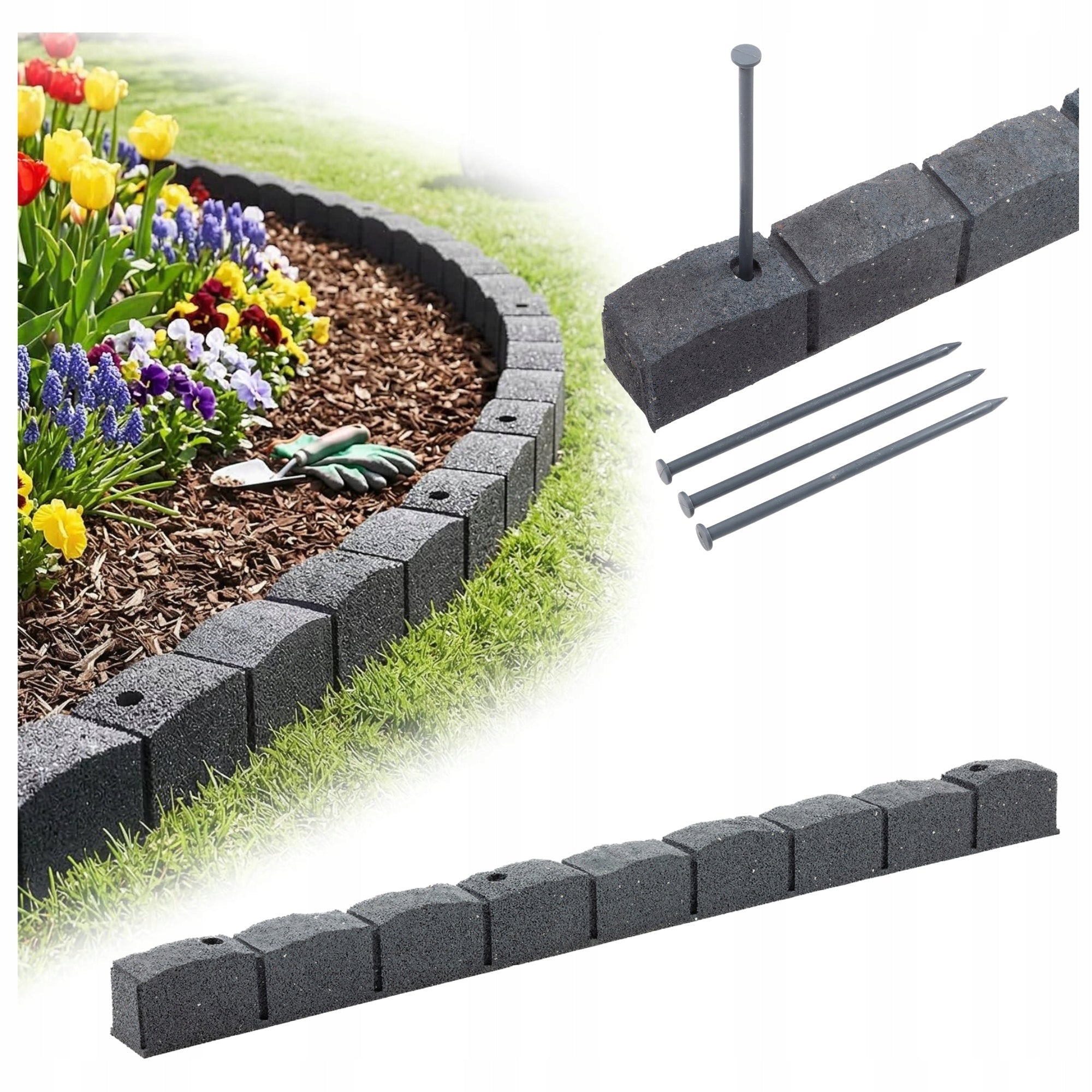 Lawn edging Garden Palisade Full Curb Border Massive 120cm