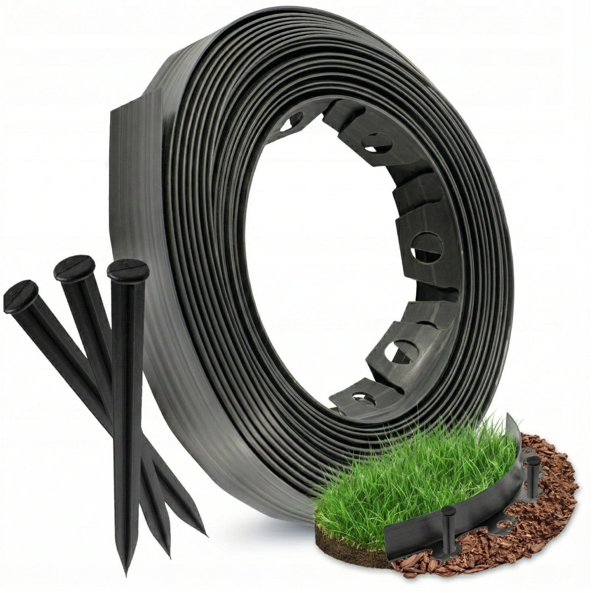 Lawn edging Garden edging 20m height 4 cm plus anchors 2x10m
