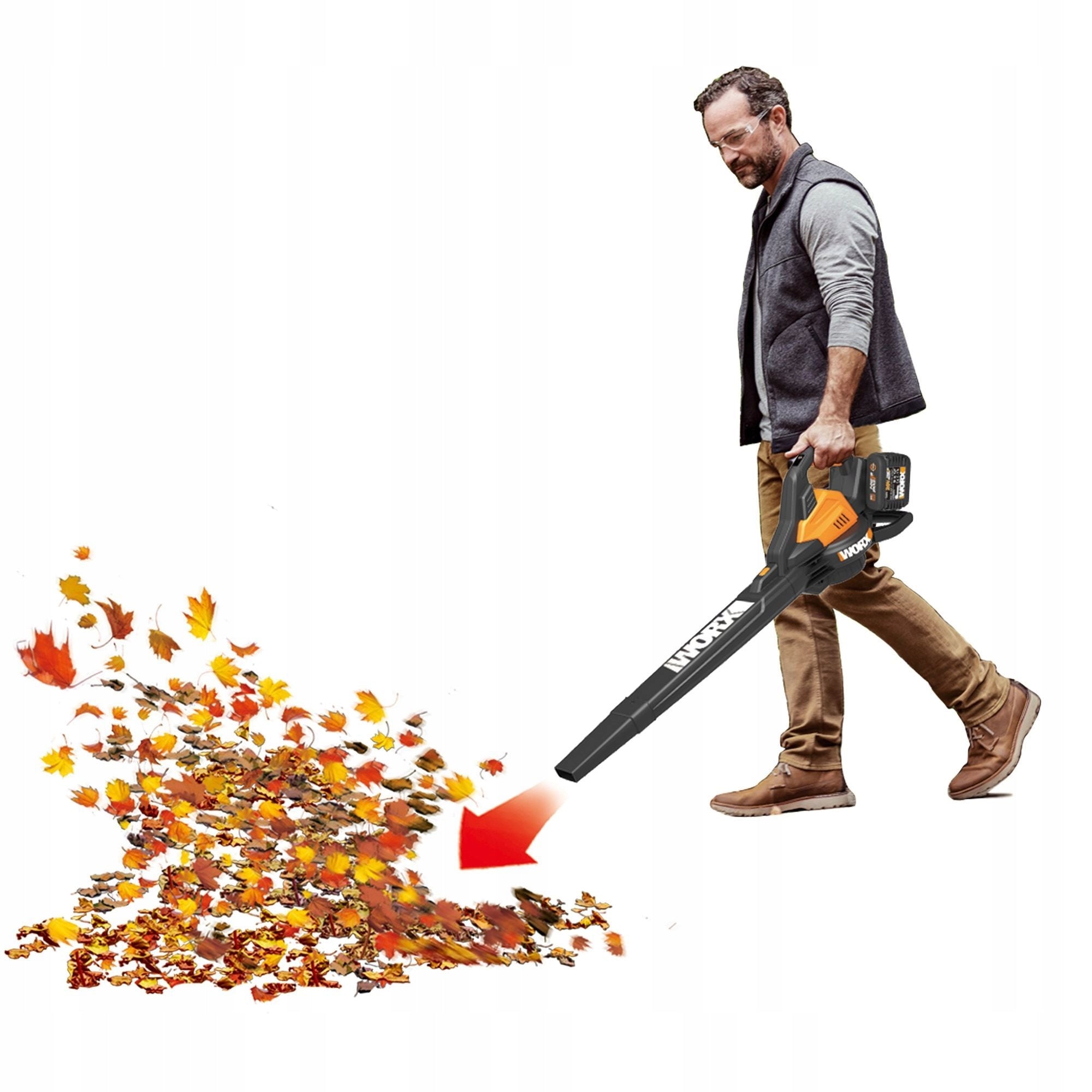 Leaf Vacuum Cleaner WORX Blower WG583E Bag 35L 2x Rechargeable Battery Air velocity 335 km/h