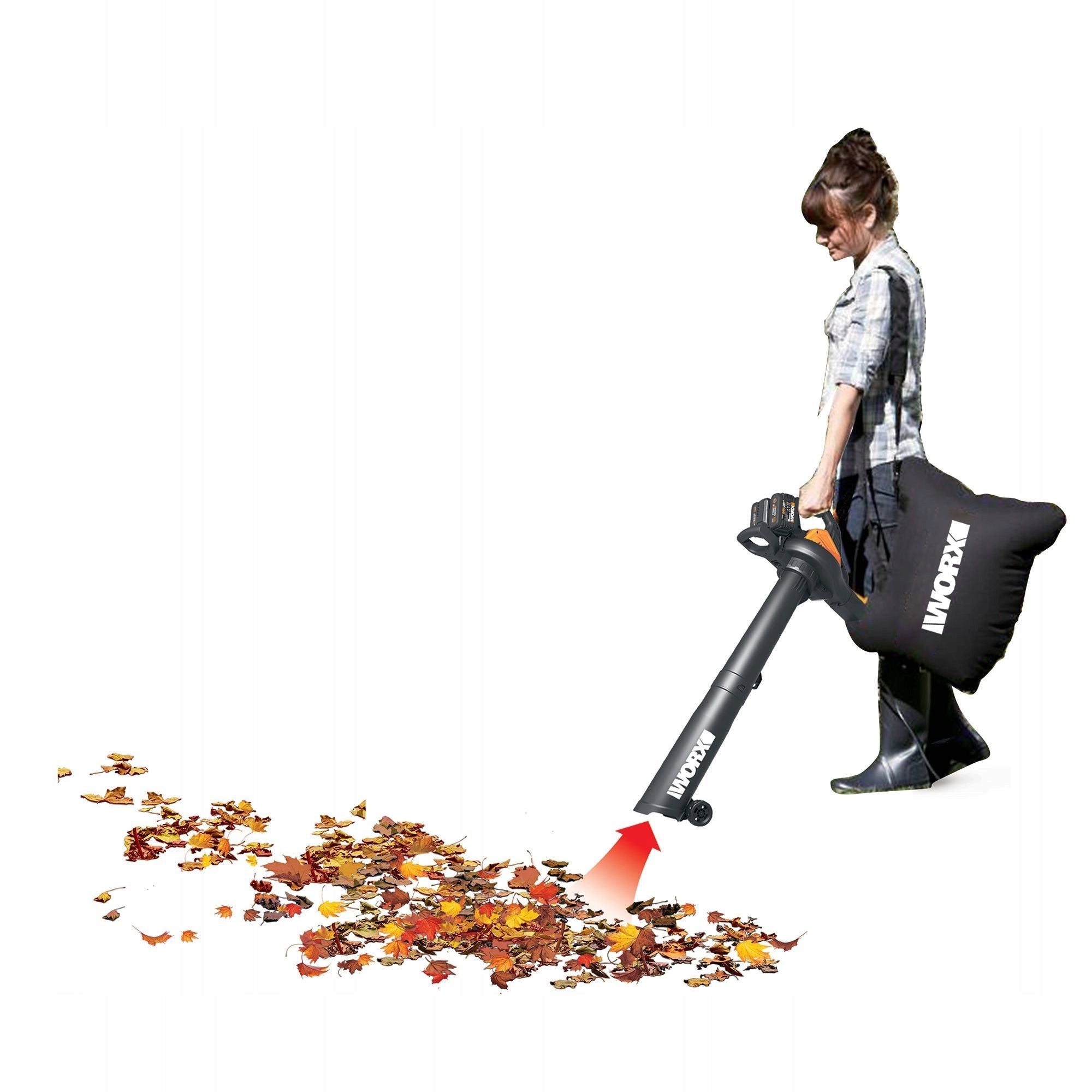 Leaf Vacuum Cleaner WORX Blower WG583E Bag 35L 2x Rechargeable Battery Tool weight 7.7 kg