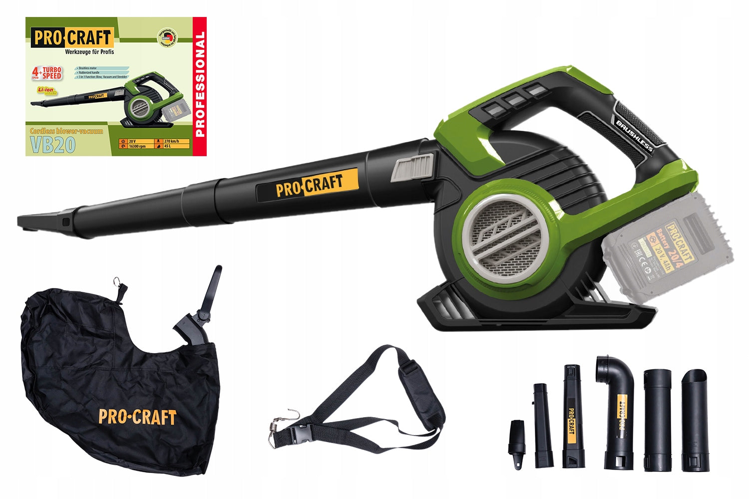 Leaf blower-vacuum cleaner Procraft VB20 (without battery and charger)