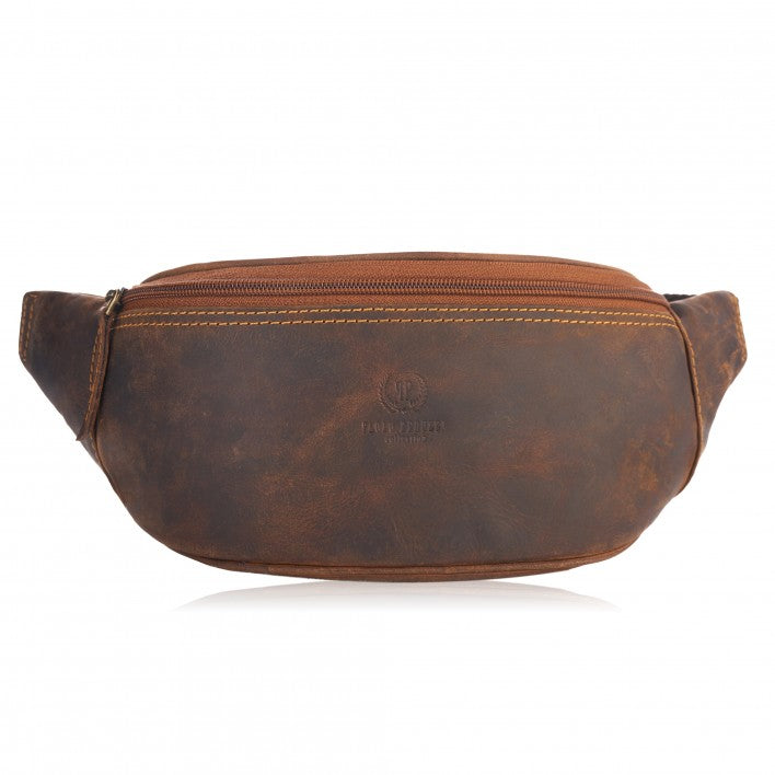 Leather sachet bum bag for belt Paolo Peruzzi leather men's vintage hunter