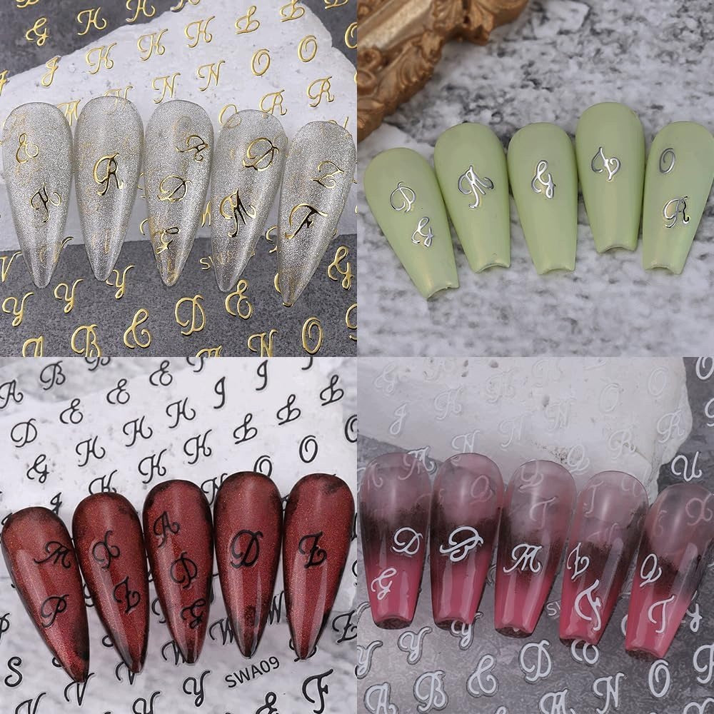 Letter stickers for nails, 8 sheets, old English, letters, nails, Brand no brand