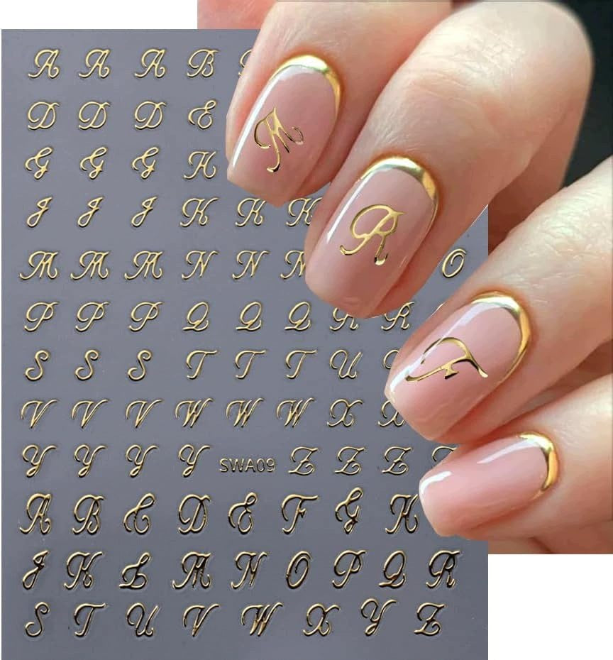 Letter stickers for nails, 8 sheets, old English, letters, nails, Type of accessories other