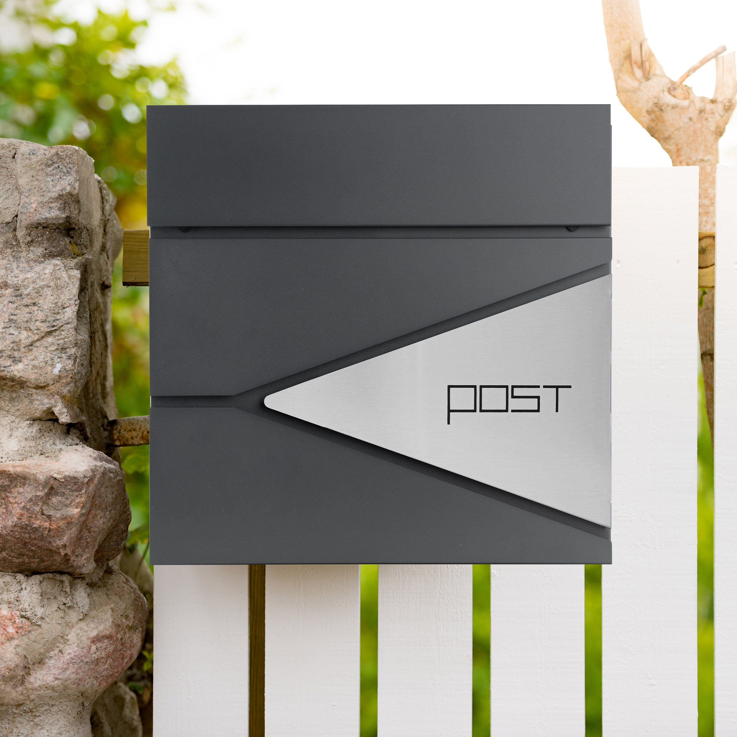 Letterbox Fence Anthracite Stainless Steel Large 37x37cm Color gray