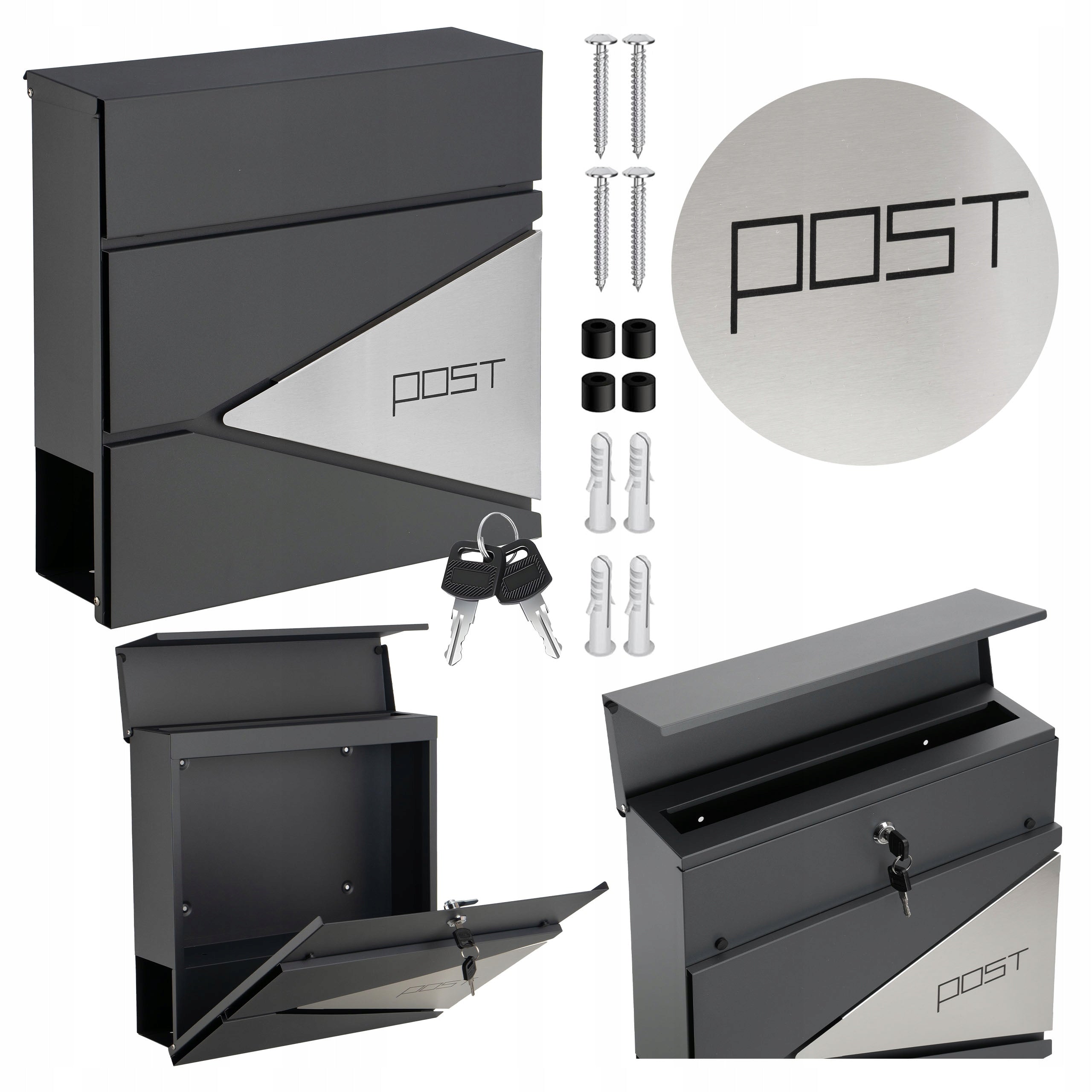 Letterbox Fence Anthracite Stainless Steel Large 37x37cm
