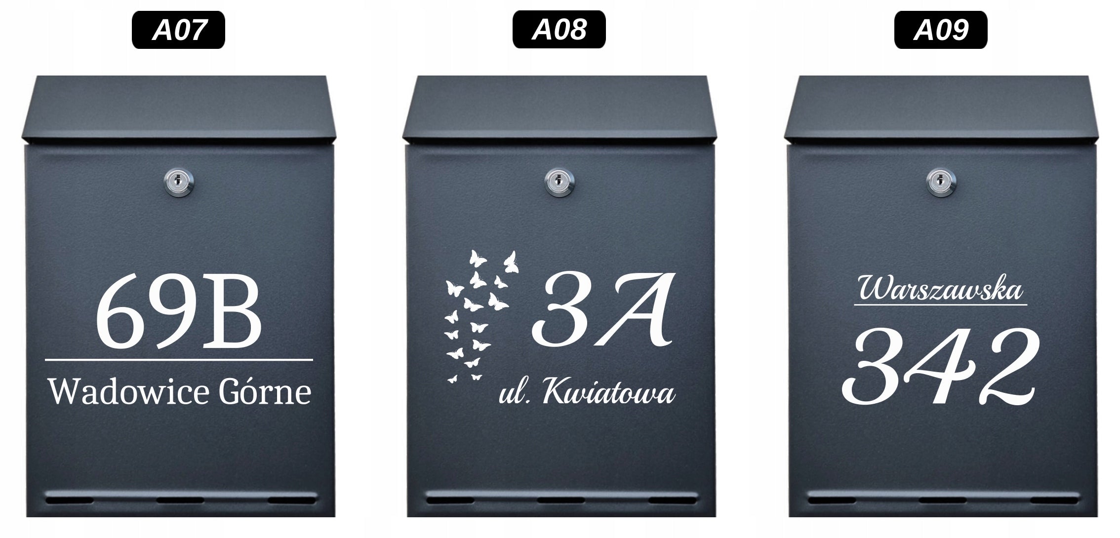 Letterbox Post A4 with Inscription, ANTHRACITE, BLACK -colors UV print Box type slot