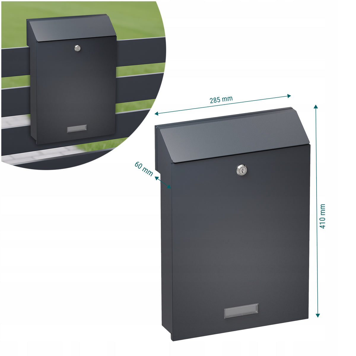 Letterbox Sillar for steel fence anthracite matt Manufacturer code SIL709-AG