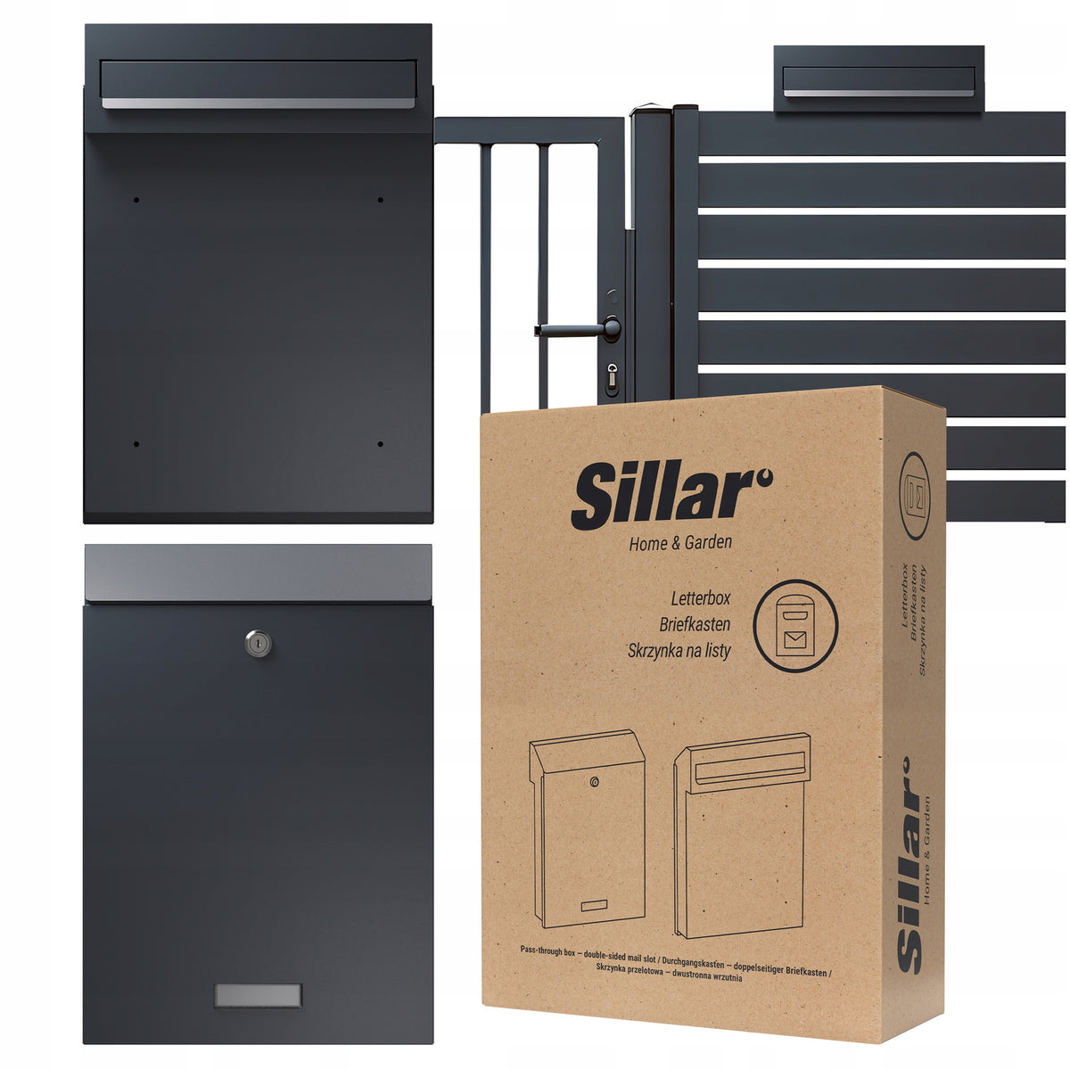 Letterbox Sillar for steel fence anthracite matt