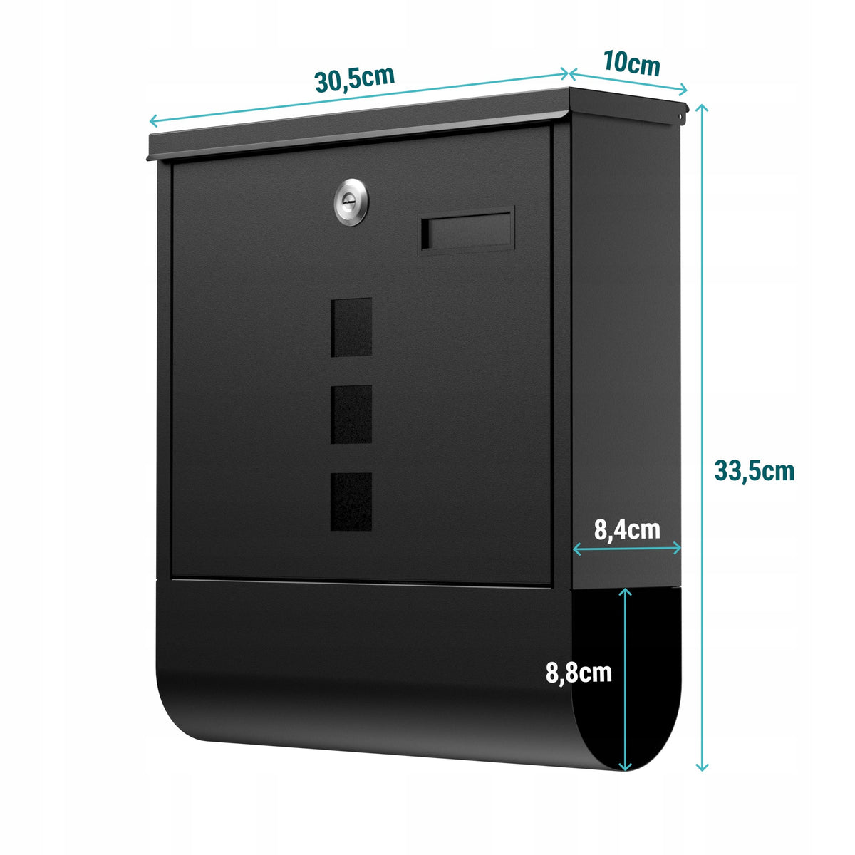 Letterbox for fence Sillar 10 × 30,5 × 33,5 cm A4 newspaper Color black