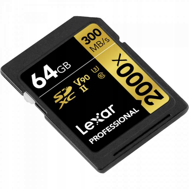 Lexar Pro 64GB 2000X SDHC/SDXC UHS-II U3 V90 Memory Card Manufacturer code LSD2000064G-BNNNG
