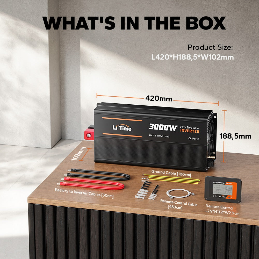 LiTime 12V to 230V 3000W Pure Sine Wave DC/AC Inverter Packaging status original