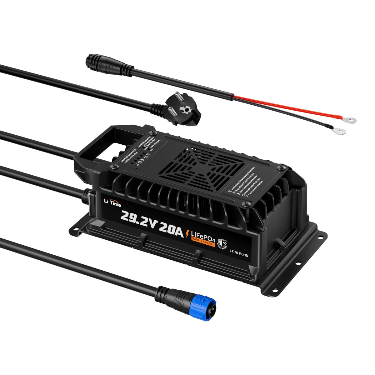 LiTime 24V (29.2V) 20A Waterproof LiFePO4 Battery Charger