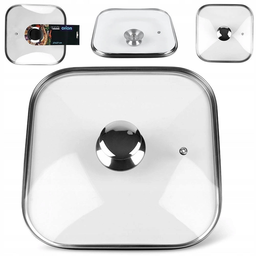Lid for Pan Pot Glass Heat Resistant Square ORION 25 x 25 cm