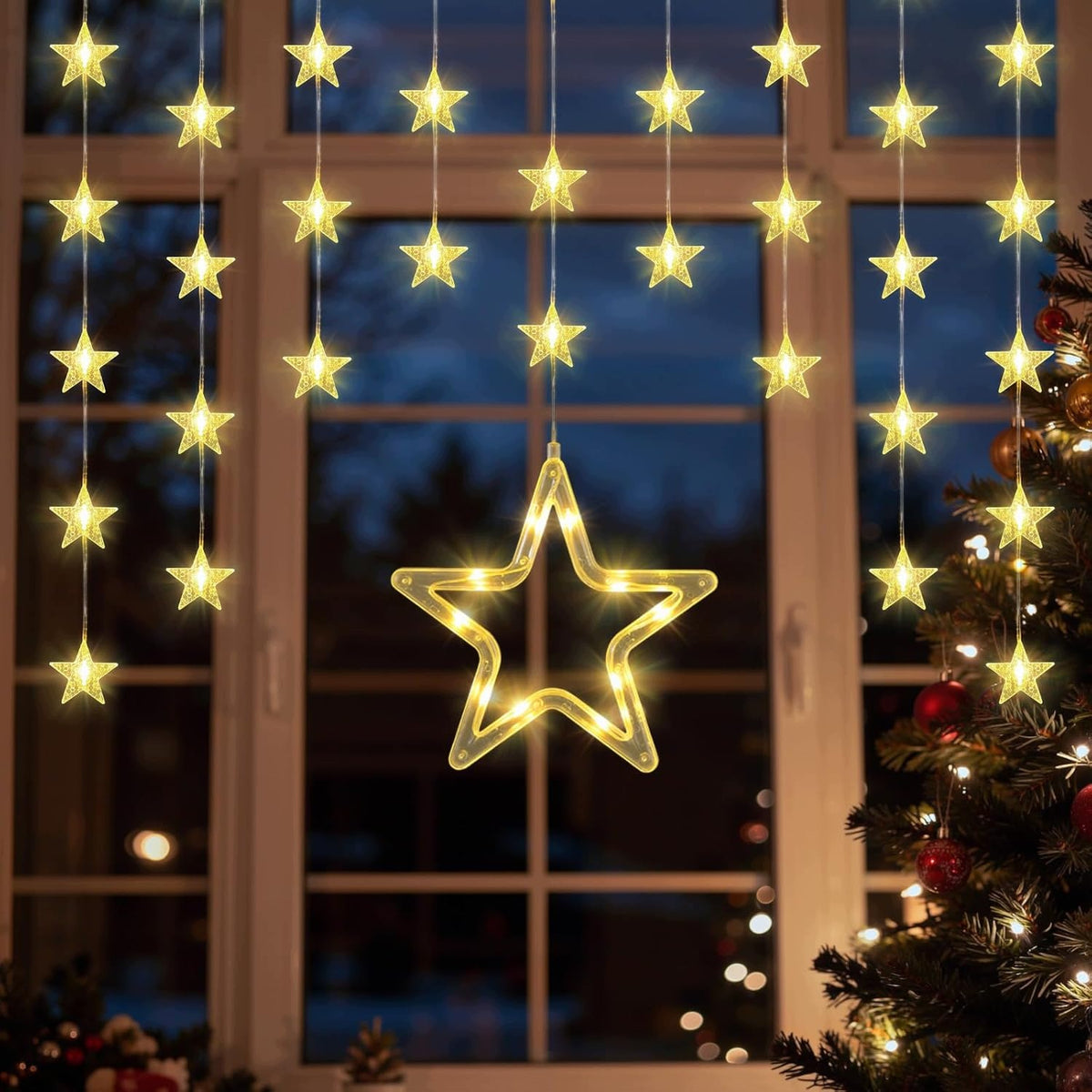 Light curtain stars 82 LED Lewondr 5m battery operated timer 8 modes