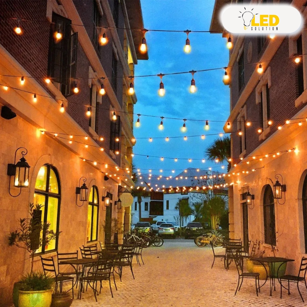 Light garden garland 15 m x 15 LED bulbs IP65 year-round chain Number of light points 11 - 20