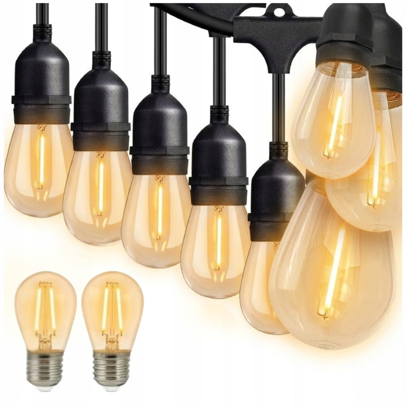 Light garden garland 15 m x 15 LED bulbs IP65 year-round chain
