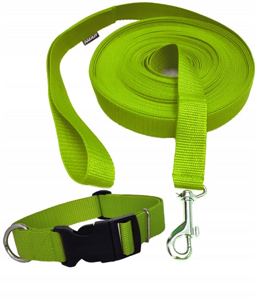 Light leash TRAINING 10m/2,5cm - collar M - colours to choose from