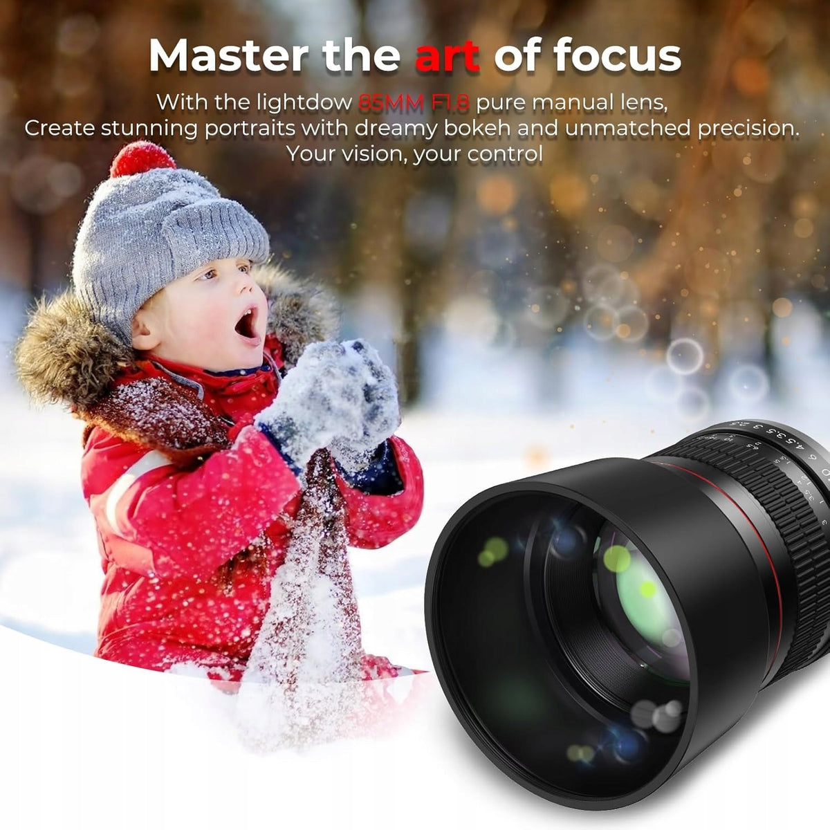 Lightdow 85mm F1.8 MF Lens for Canon EOS R RP R3 R5 R6 R7 R8 R100 Model 85mm F/1.8 Aspherical