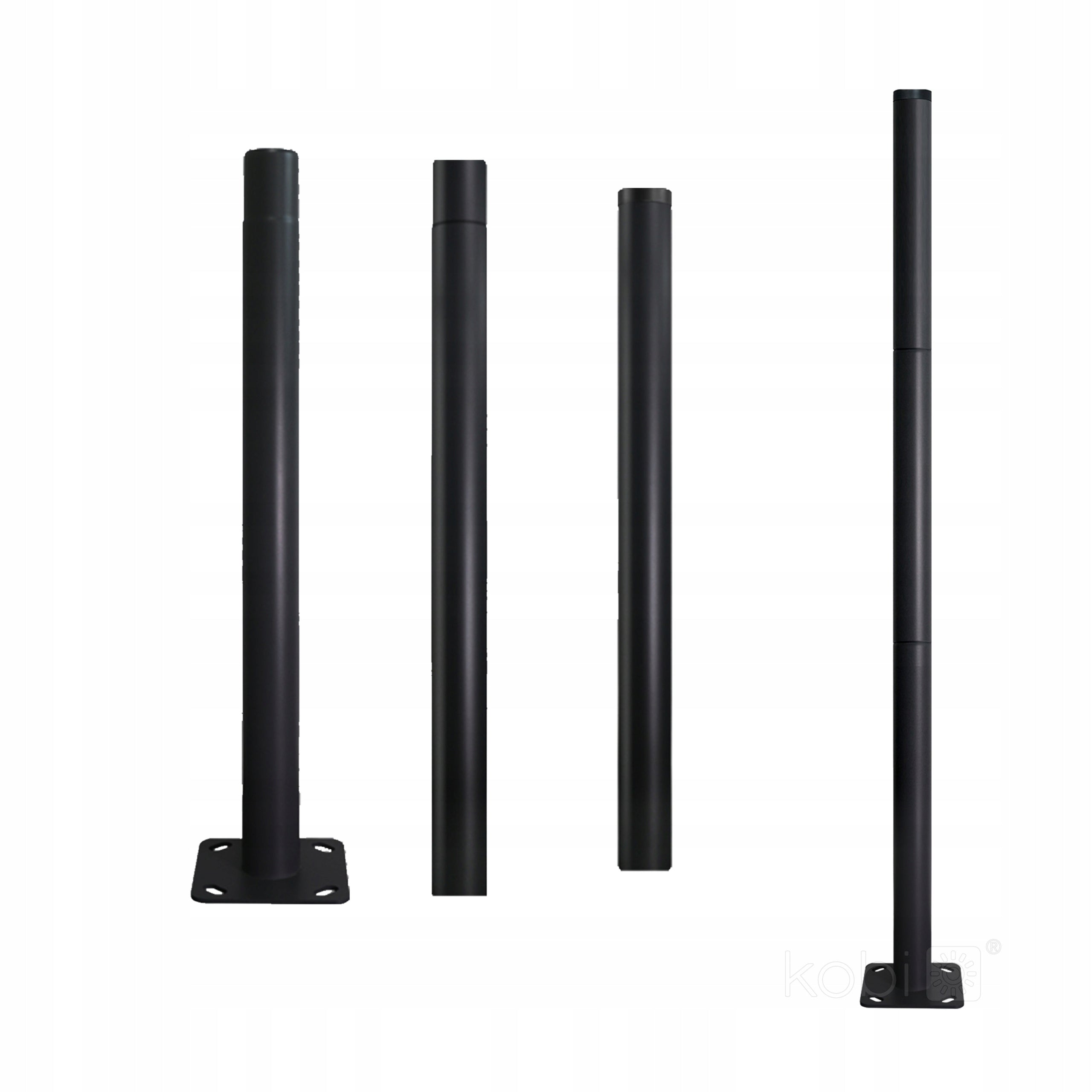 Lighting pole black 3m Ø60mm folding with 3 elements BASE SG KOBI