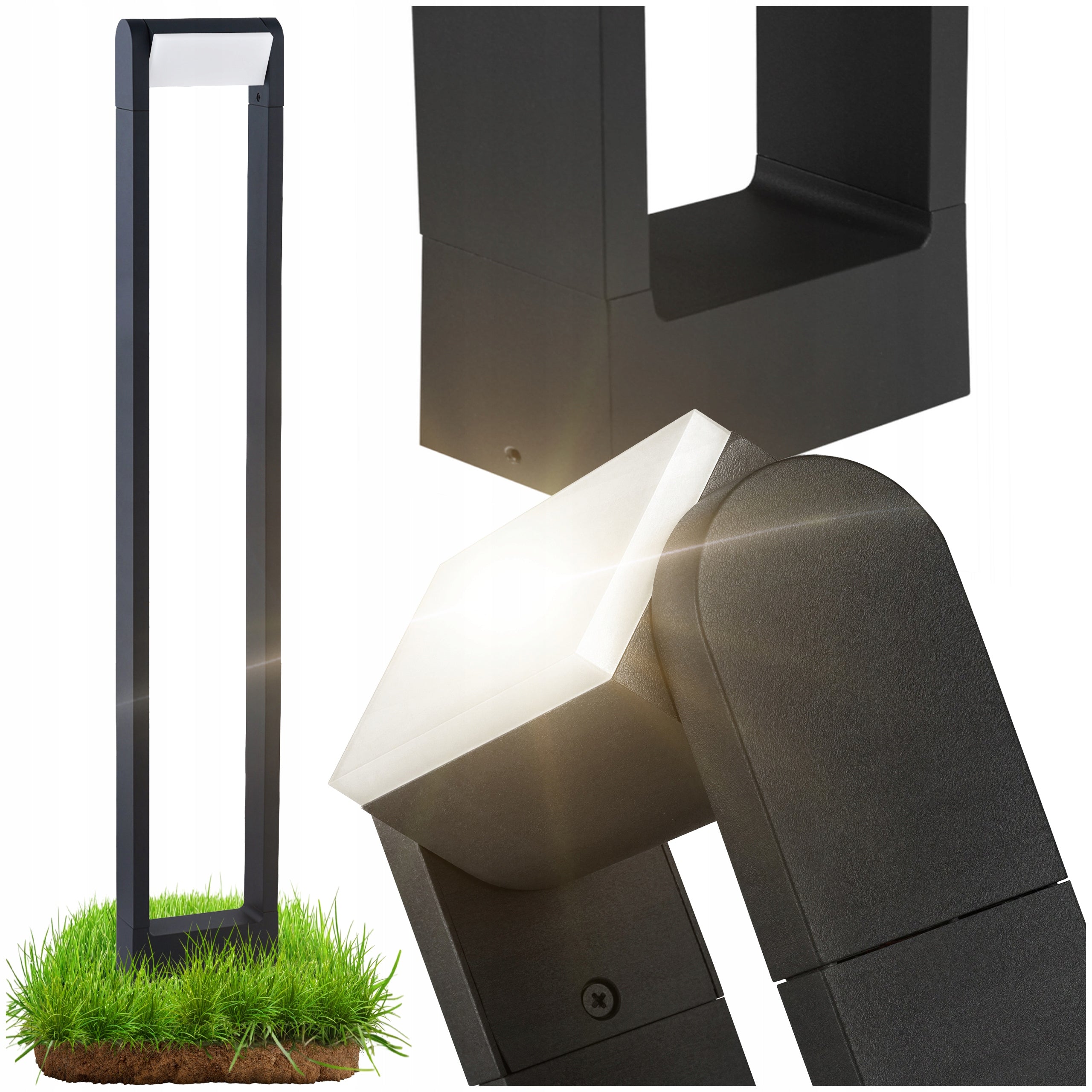 Lighting post glowing garden high 80cm strong adjustable black