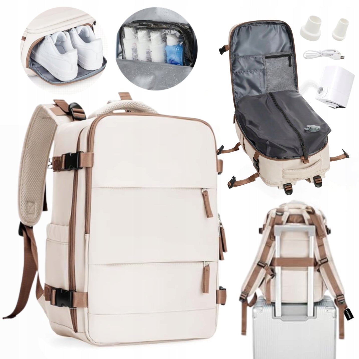 Lightweight Backpack for Airplane Wizzair Ryanair Cabin Bag with Vacuum Pump