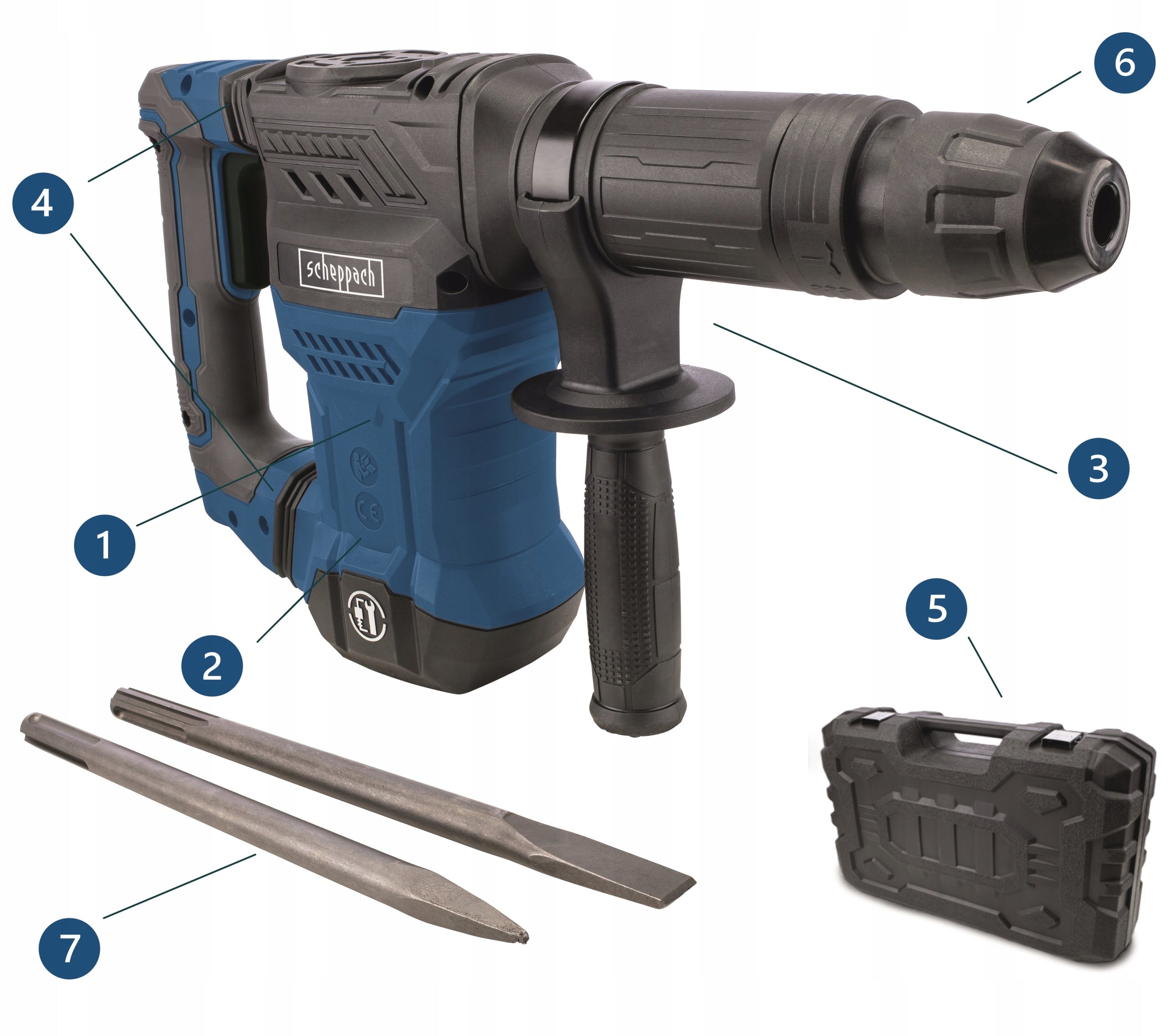 Lightweight Demolition Impact Hammer SDS MAX 2 Chisels 20J 1,3kW SCHEPPACH AB1500 Manufacturer code SCH5908207901