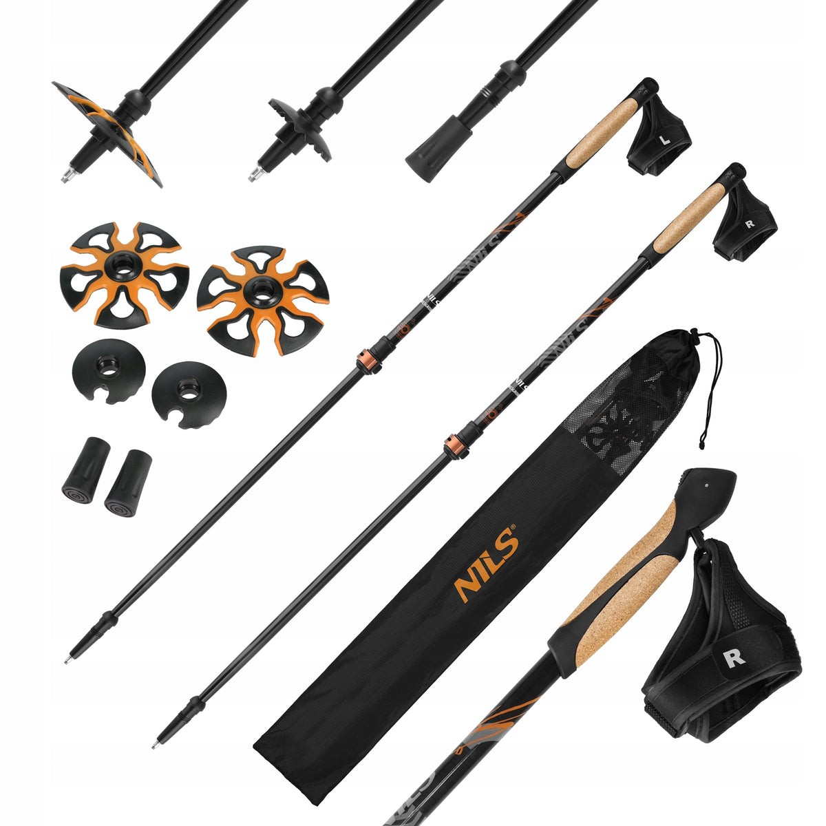 Lightweight Nordic Walking Carbon Sticks 50% Nils Carbon Stopper Adjustment Packaging status original