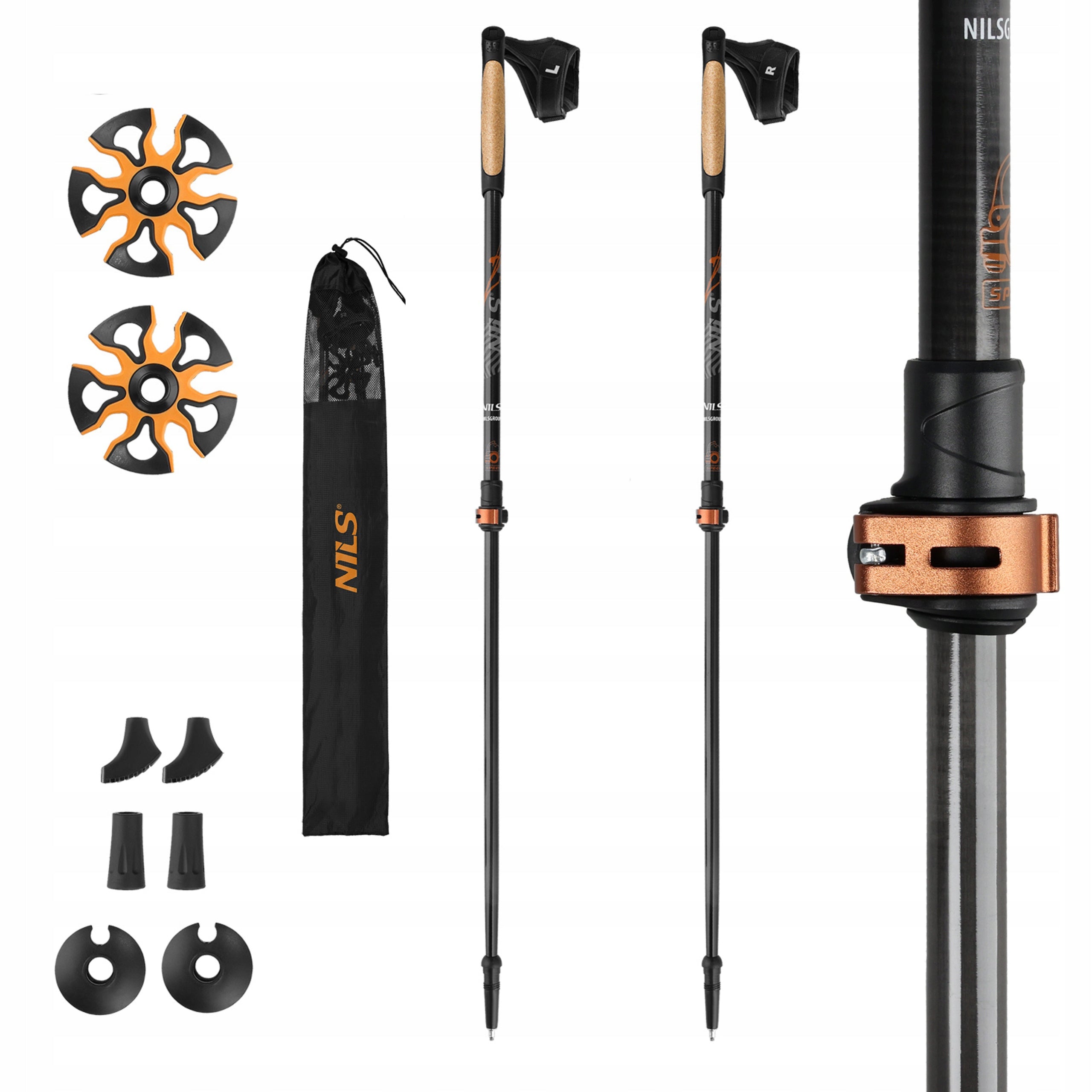 Lightweight Nordic Walking Carbon Sticks 50% Nils Carbon Stopper Adjustment