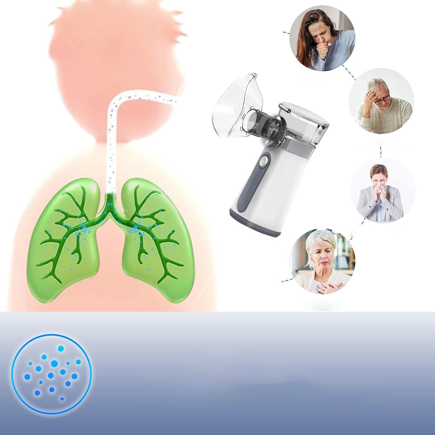 Lightweight Portable Mesh Membrane Nebulizer Inhaler With 2 Masks Packaging status original