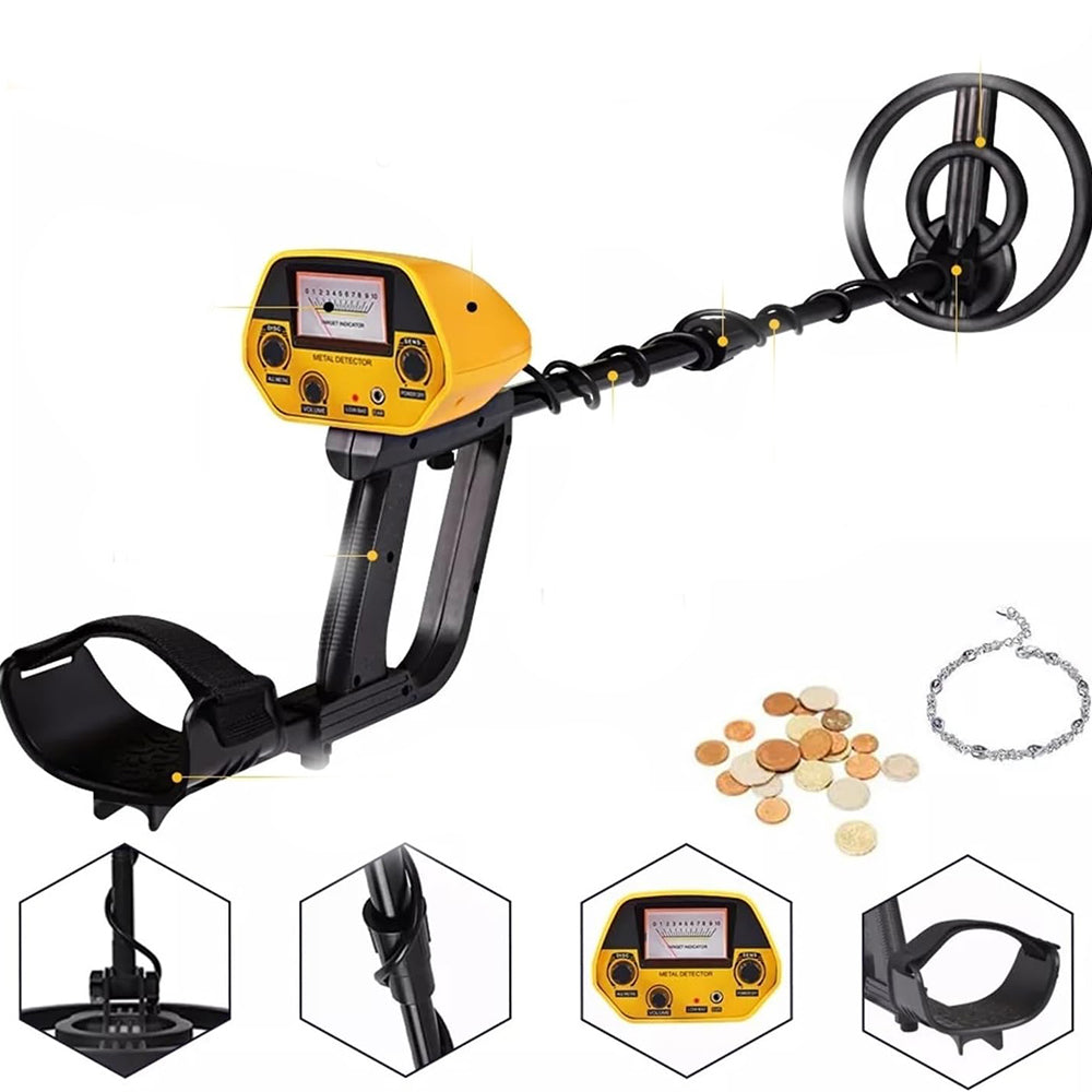 Lightweight metal detector with LCD display and waterproof search coil