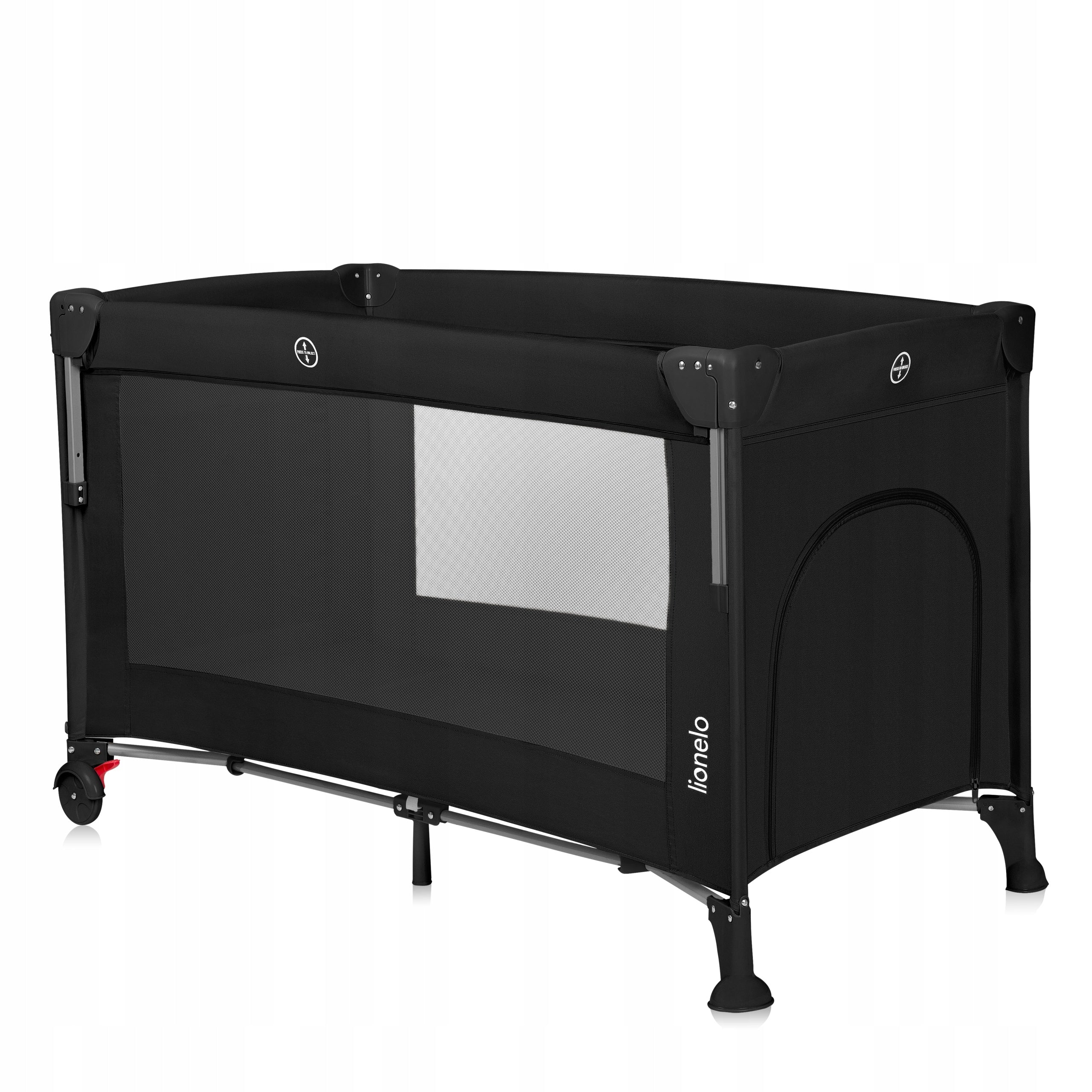Lionelo 3in1 Ellen Black Carbon Two-Tier Cot + Bag Brand Lionelo