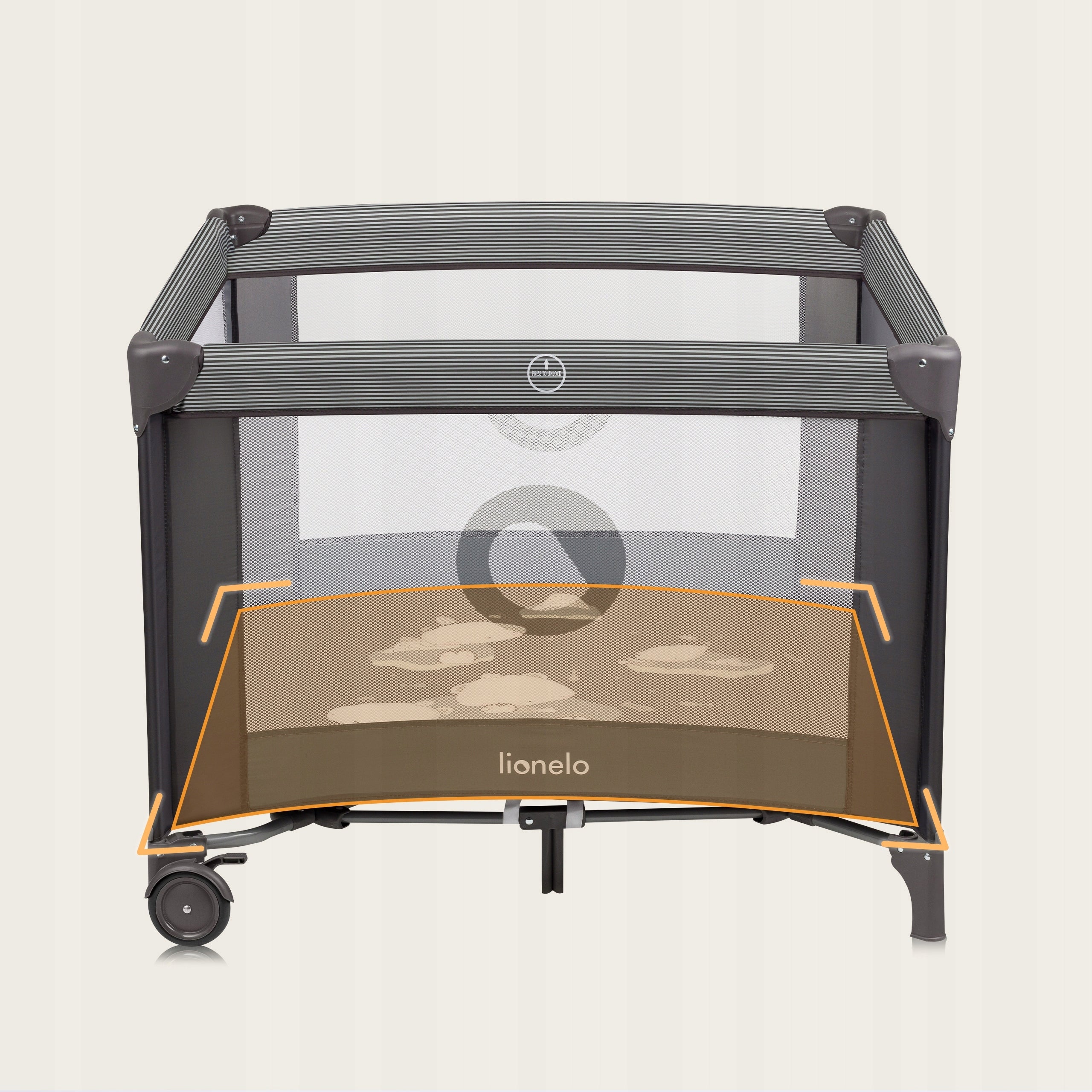 Lionelo Bonnie Grey Scandi playpen with wheels Manufacturer code LO-BONNIE GREY SCANDI