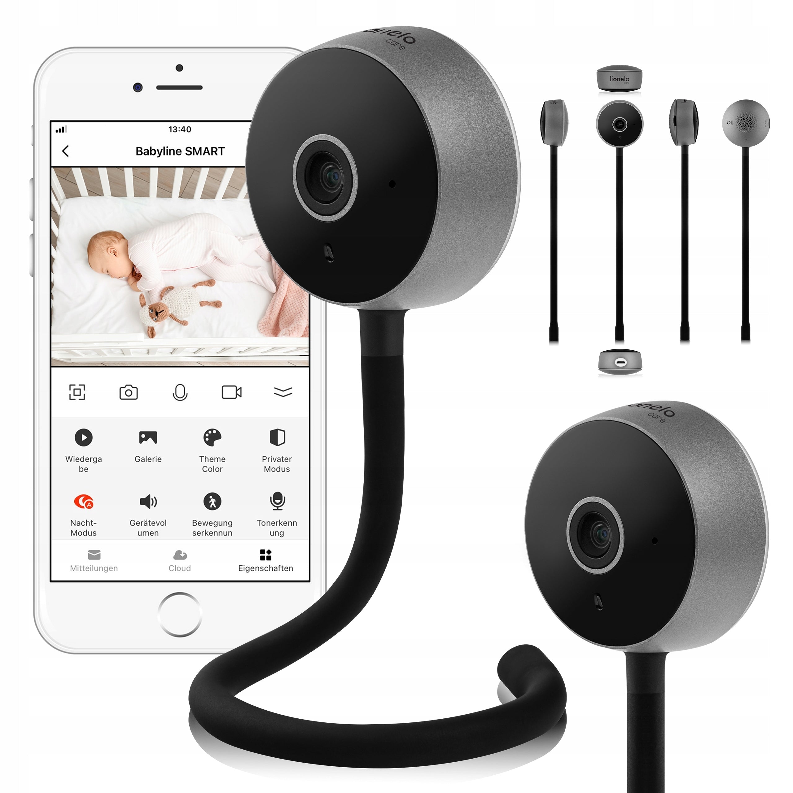 Lionelo Care Baby Monitor Babyline Smart Black Integration Smartphone