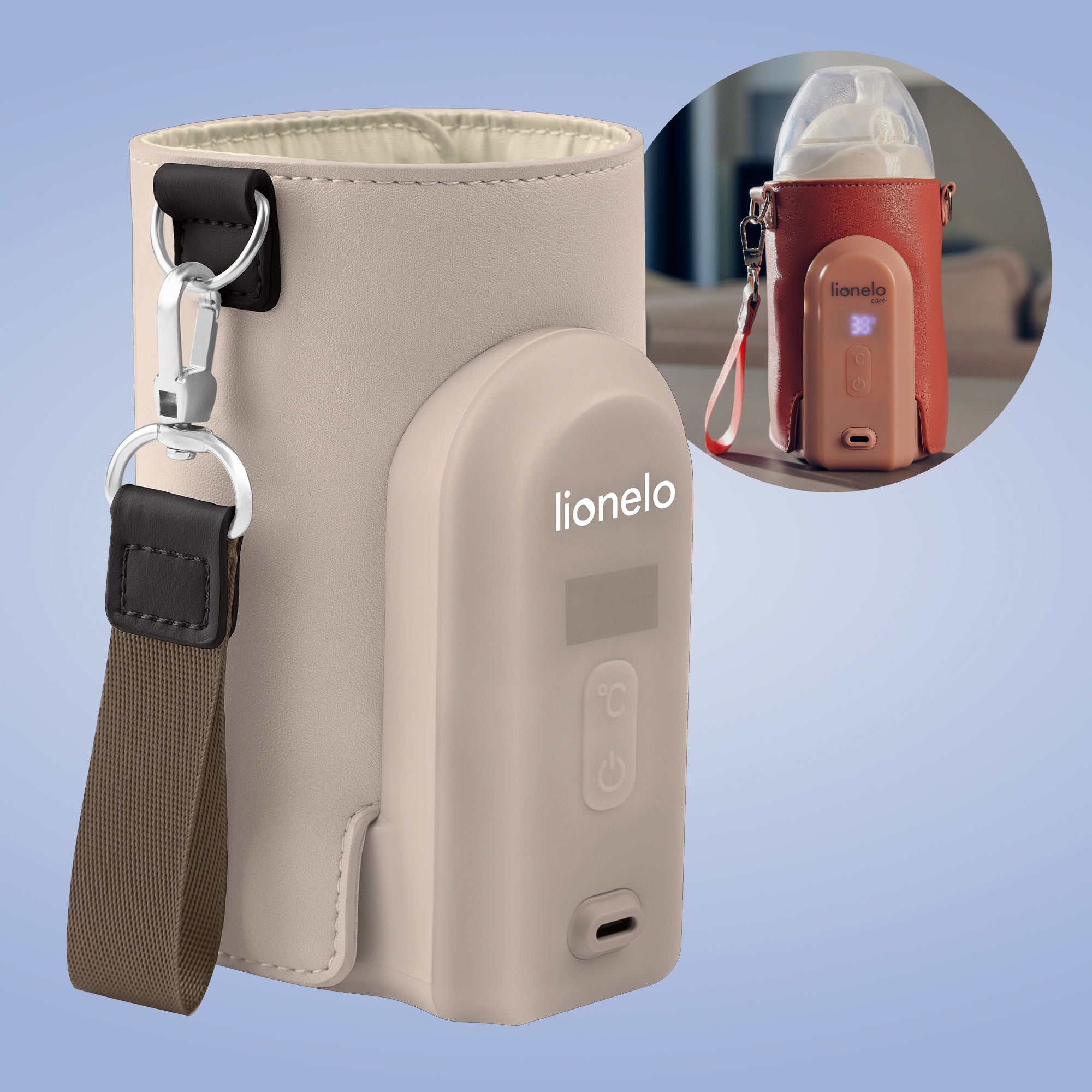 Lionelo Electric Bottle Warmer with Adapter and LCD Display Manufacturer code LOC-THERMUP GO EVO BEIGE TAUPE