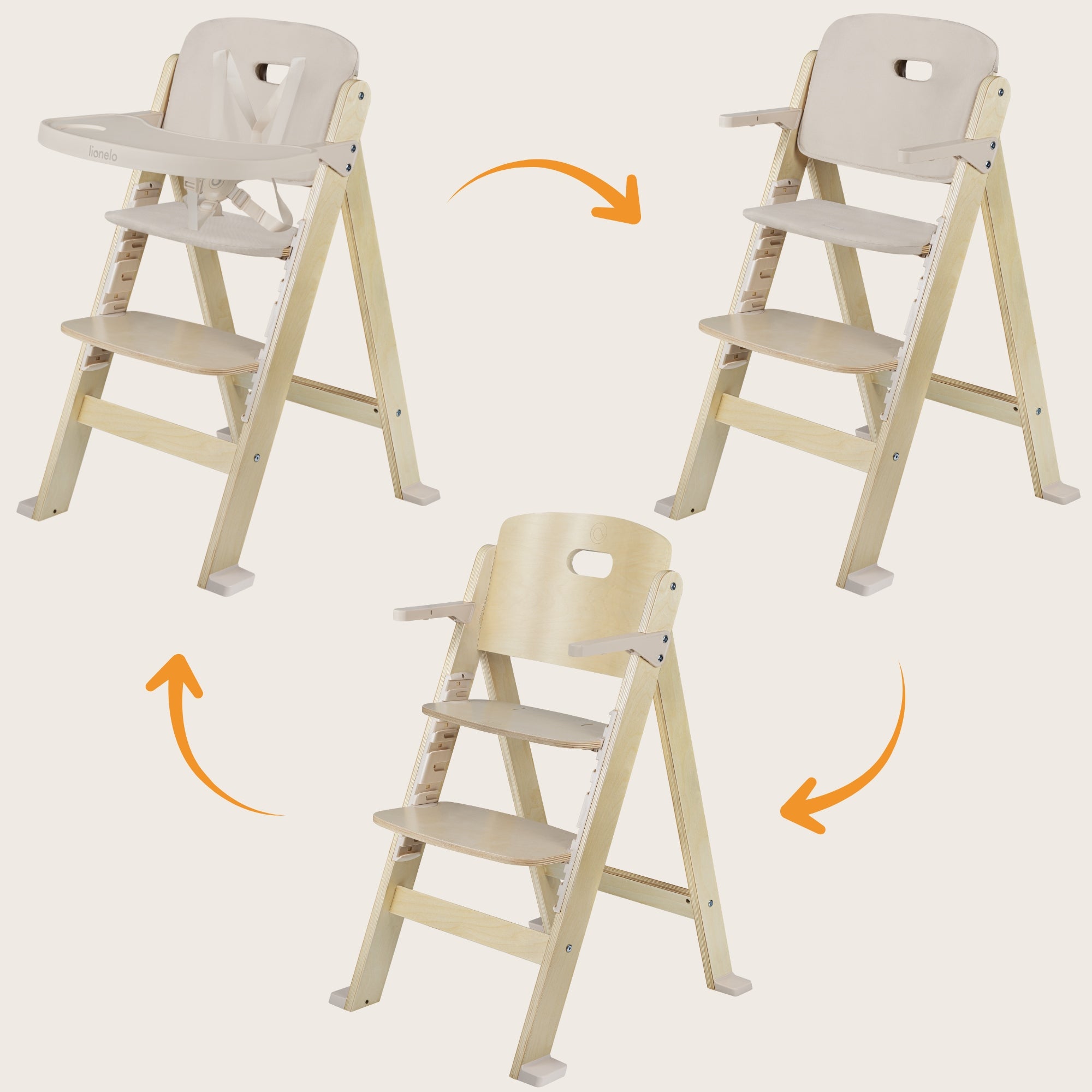 Lionelo Floris Beige Natural Wooden Feeding Chair Manufacturer code LO-FLORIS BEIGE NATURAL