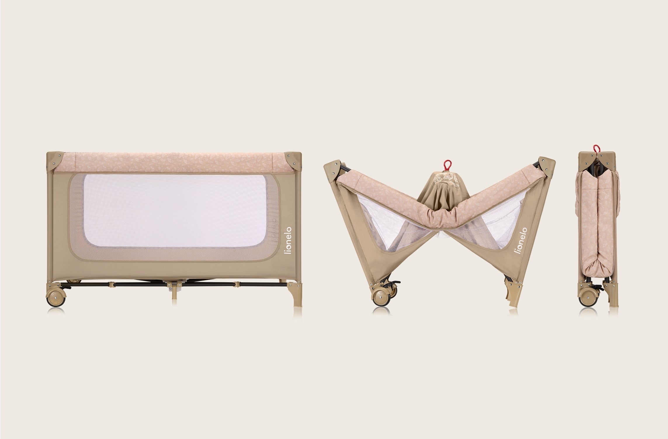 Lionelo Jasmin Easy Fold Travel Cot 2-Tier Beige Sand Medical device no